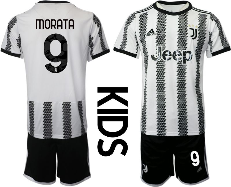 Youth 2022-2023 Club Juventus FC home white #9 Soccer Jersey->customized soccer jersey->Custom Jersey